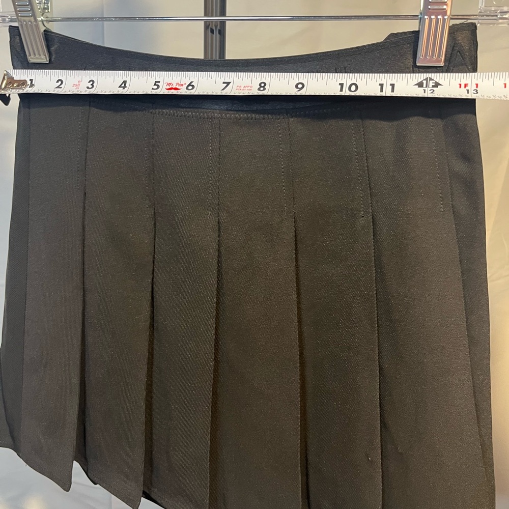 Ganni elasticated waistband light twill Pleated Mini Black Skirt Sz 32 - Picture 9 of 11